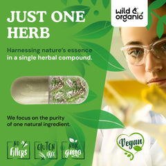 Wild & Organic Motherwort bottle shown with 180 capsules for a 90-day supply.