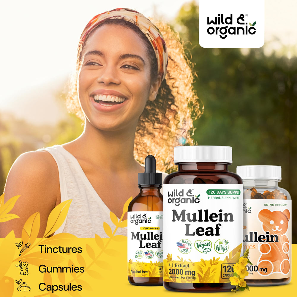 Wild & Organic Mullein Capsules plant-based coating close-up