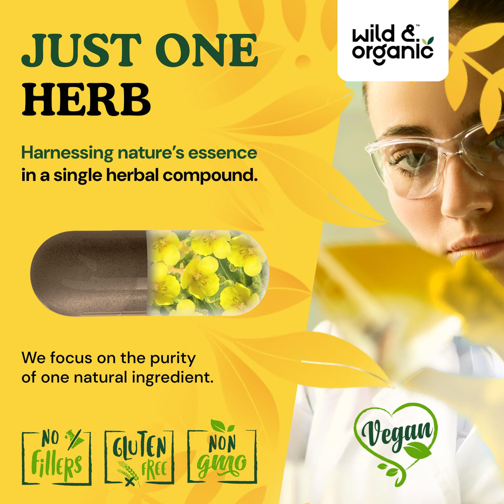 Wild & Organic Mullein Capsules vegan-friendly and plant-based ingredients