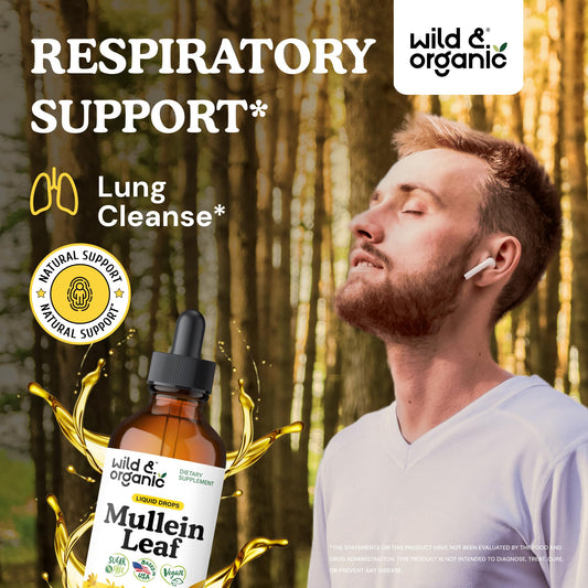 Wild & Organic Mullein Drops pour demonstrates easy, alcohol-free tincture in action.
