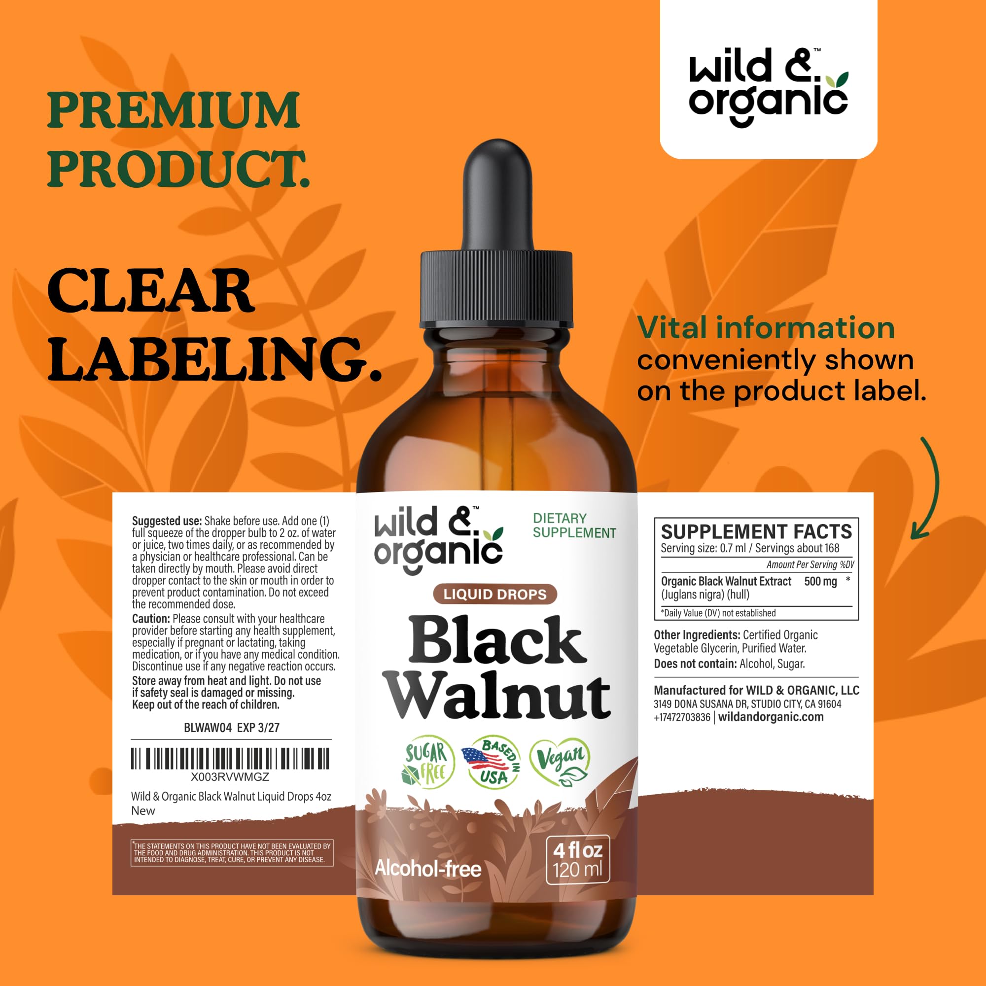 Wild & Organic natural health support without alcohol or sugar additives.