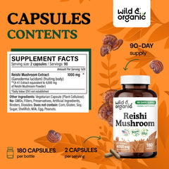 Wild & Organic Reishi capsules close-up with smooth coating for easy intake during daily use.