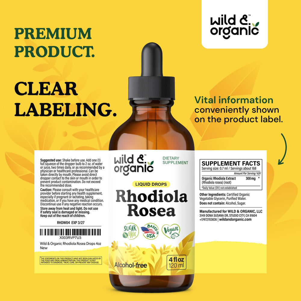 Glass of water with Wild & Organic Rhodiola tincture ready to dose