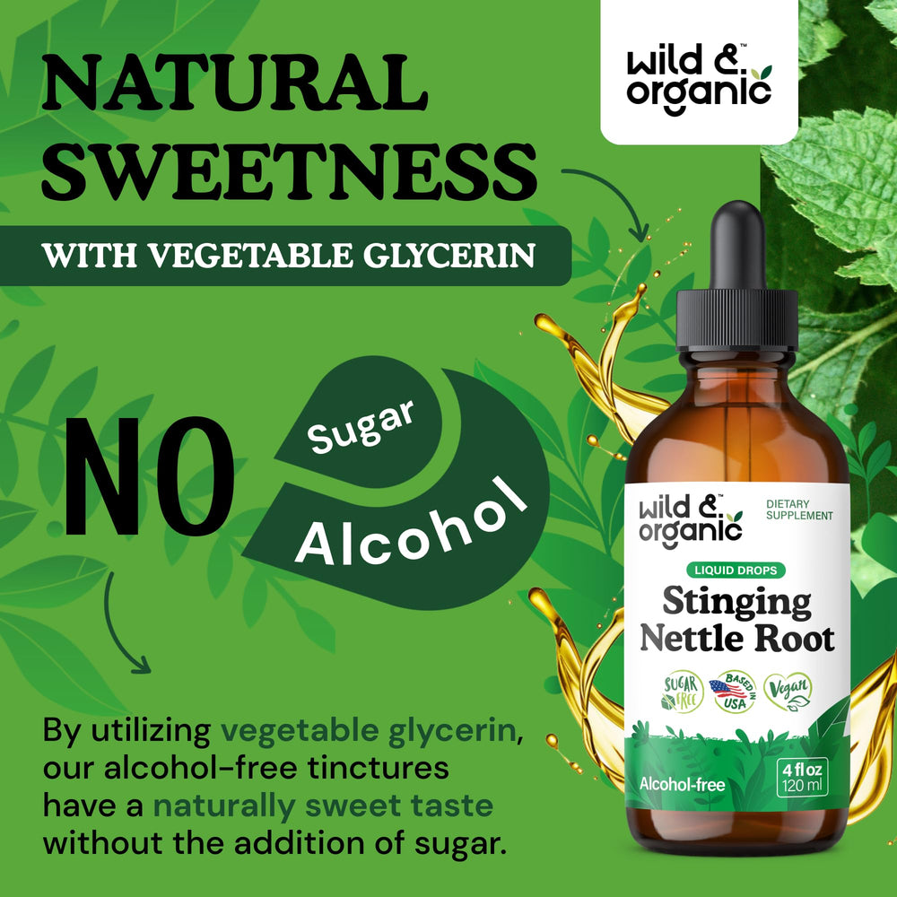 Wild and Organic tincture on shelf shows vegan and GMO-free packaging.