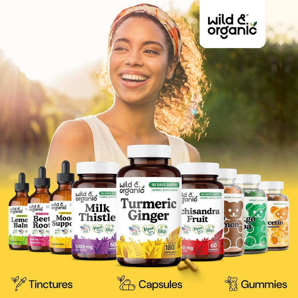 Wild & Organic vegan capsules with plant-based coating for clean nutrition.