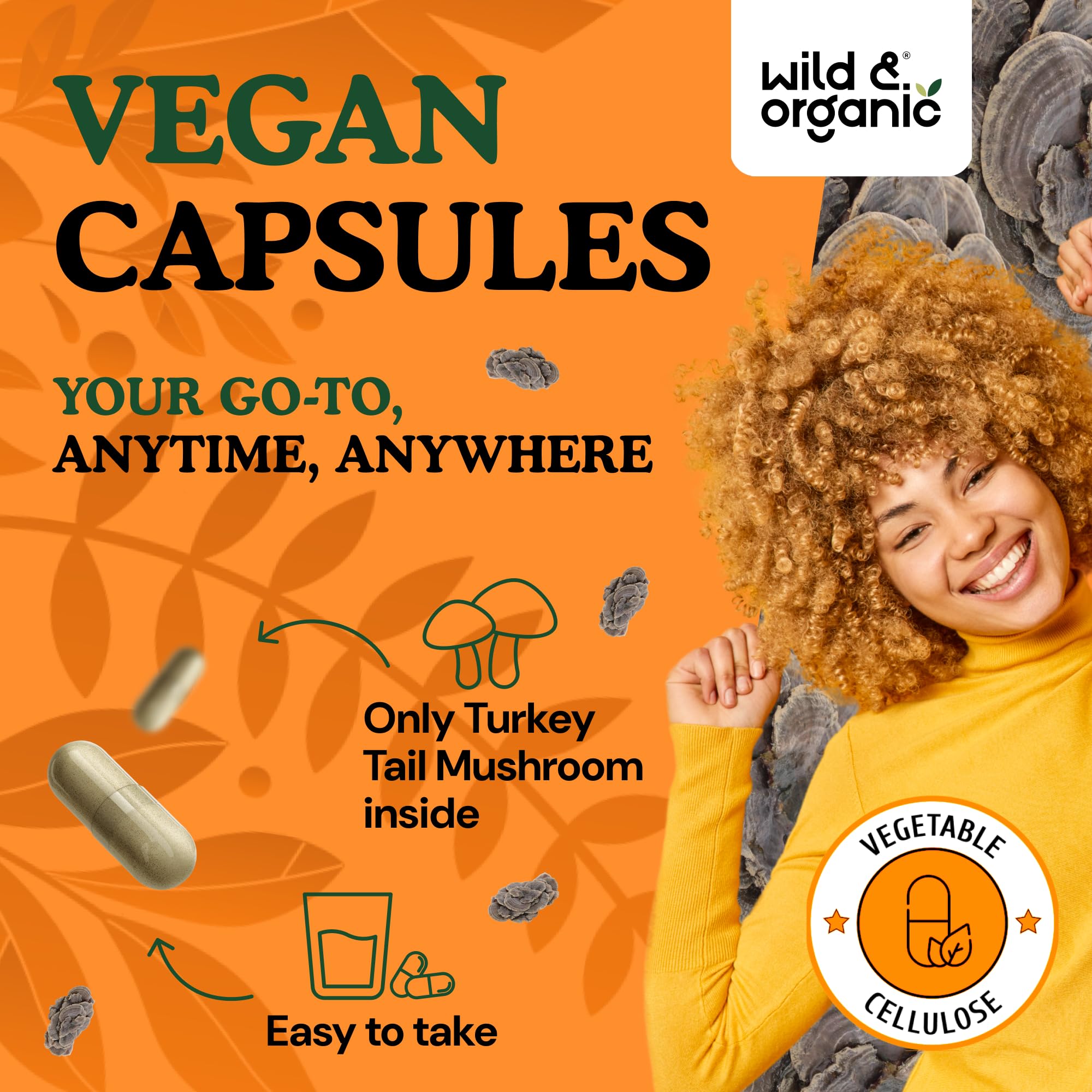 Vegan vegetable cellulose coating on capsules for easy swallowing.