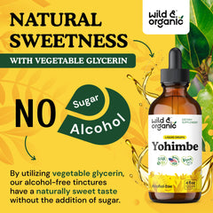Alcohol-free base in Wild & Organic Yohimbe Drops with glycerin for smooth taste