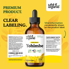 Packaging side view of Wild & Organic Yohimbe Drops for convenient storage