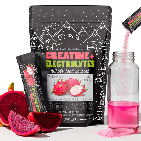 Wild Foods Creatine & Electrolytes Dragonfruit Packet hero for on-the-go hydration