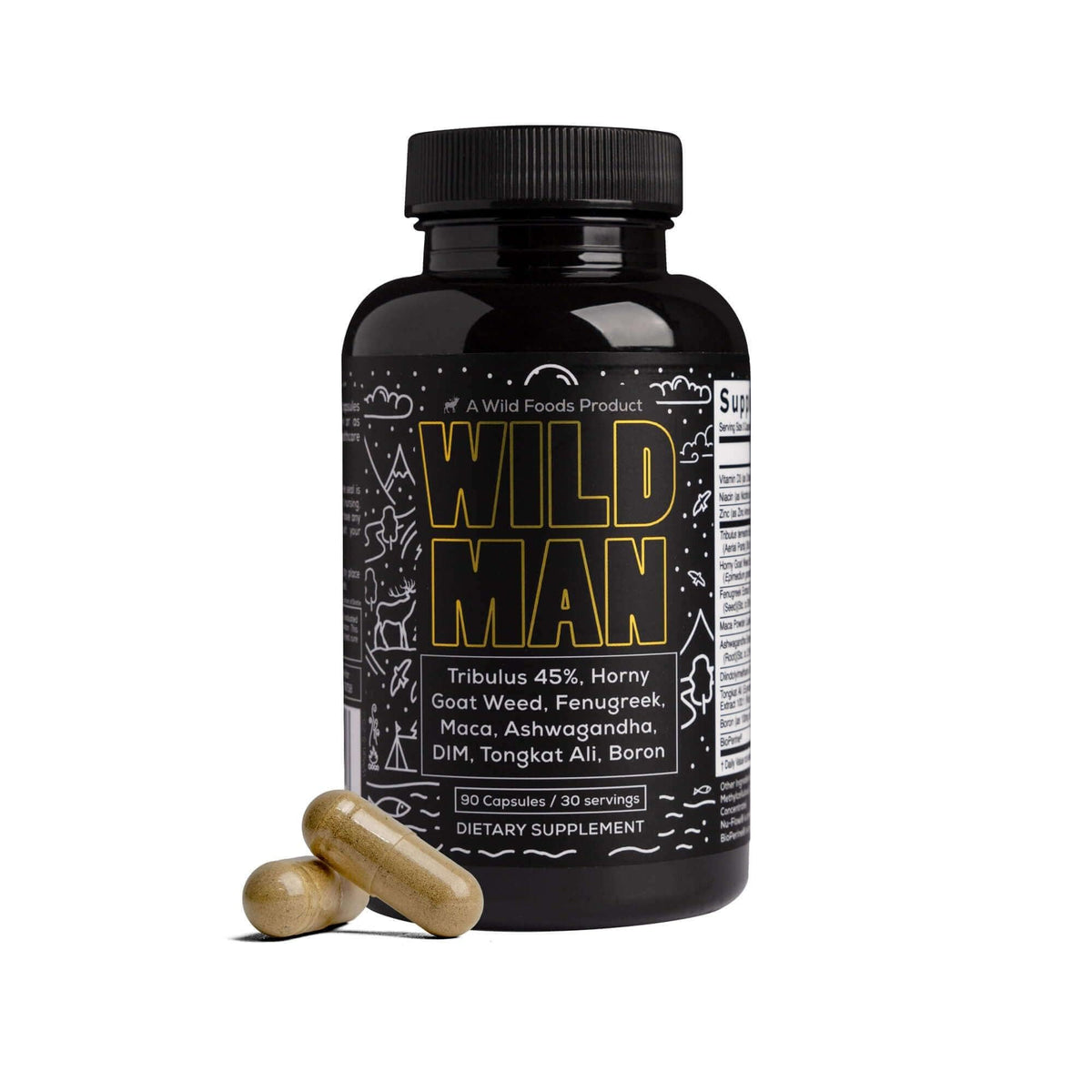 Wild Foods Herbal Stack for Man bottle close-up showing clean formula for daily wellness