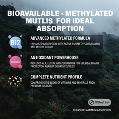 Ingredient list graphic showing 27 vitamins and minerals.