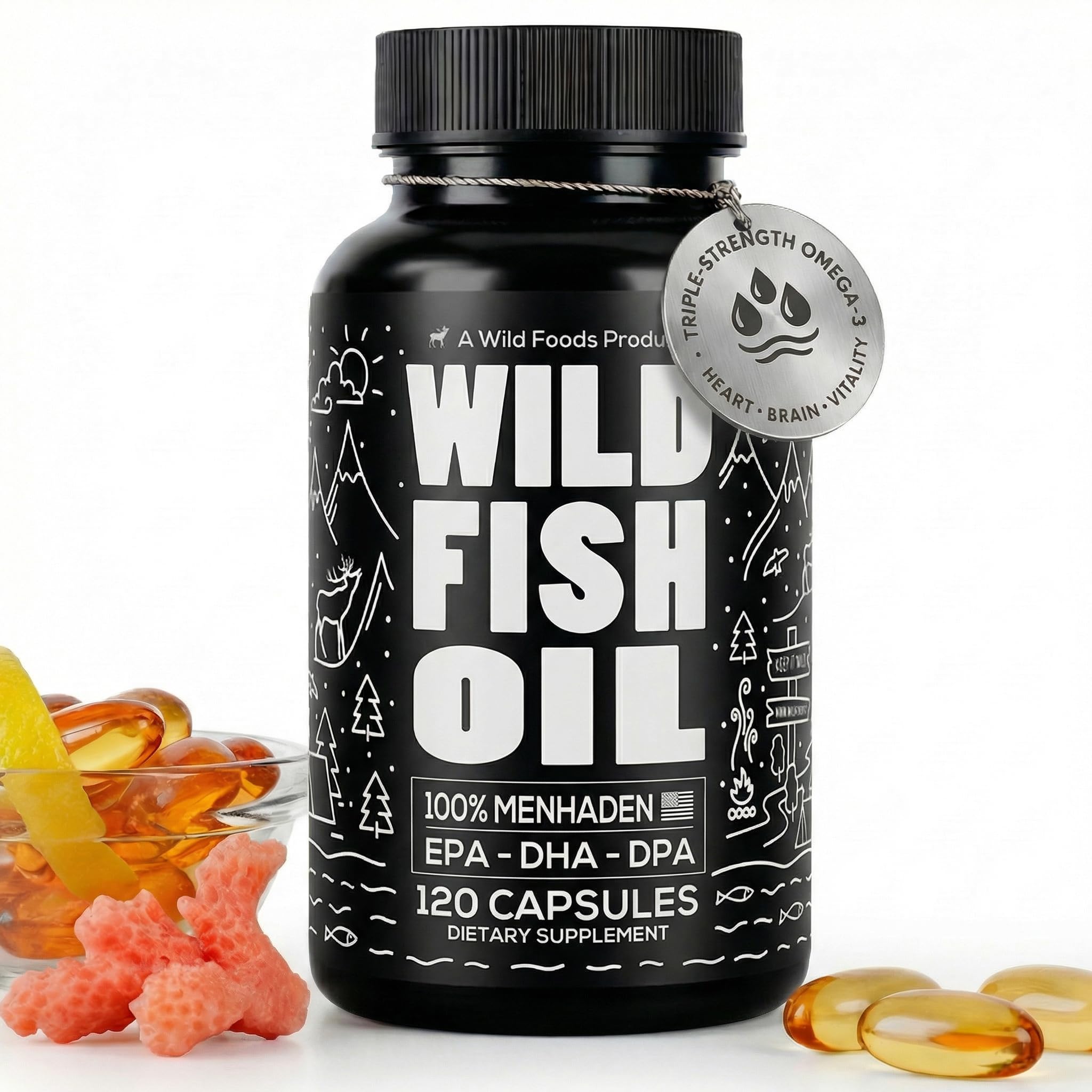 Wild Foods Omega-3 bottle front view for daily use