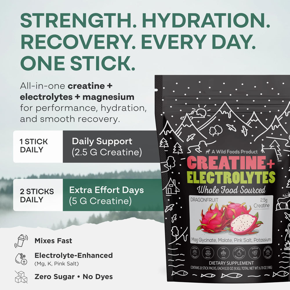 Wild Foods pre-workout packet pour supports fast mixing