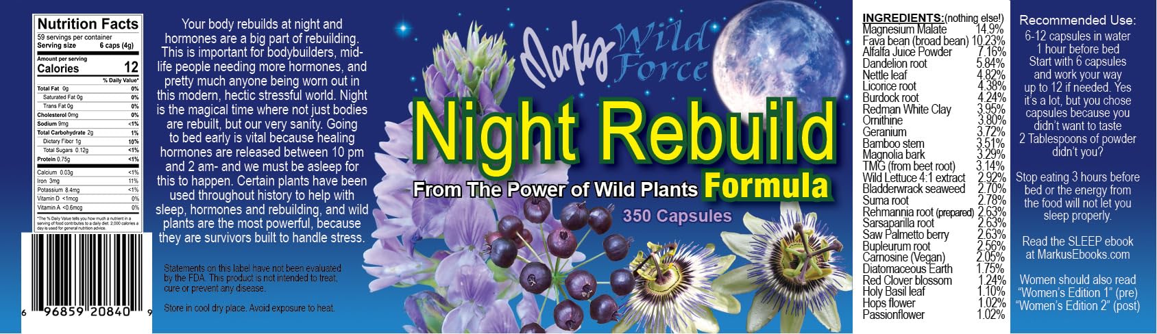 Wild Force Night Rebuild packaging box highlights geranium flavor note.