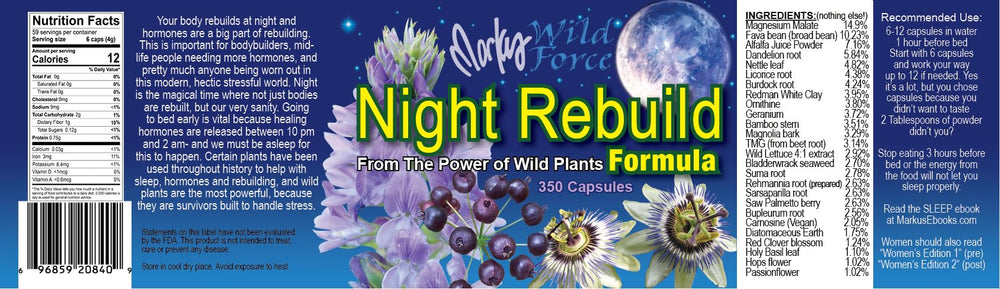 Wild Force Night Rebuild packaging box highlights geranium flavor note.
