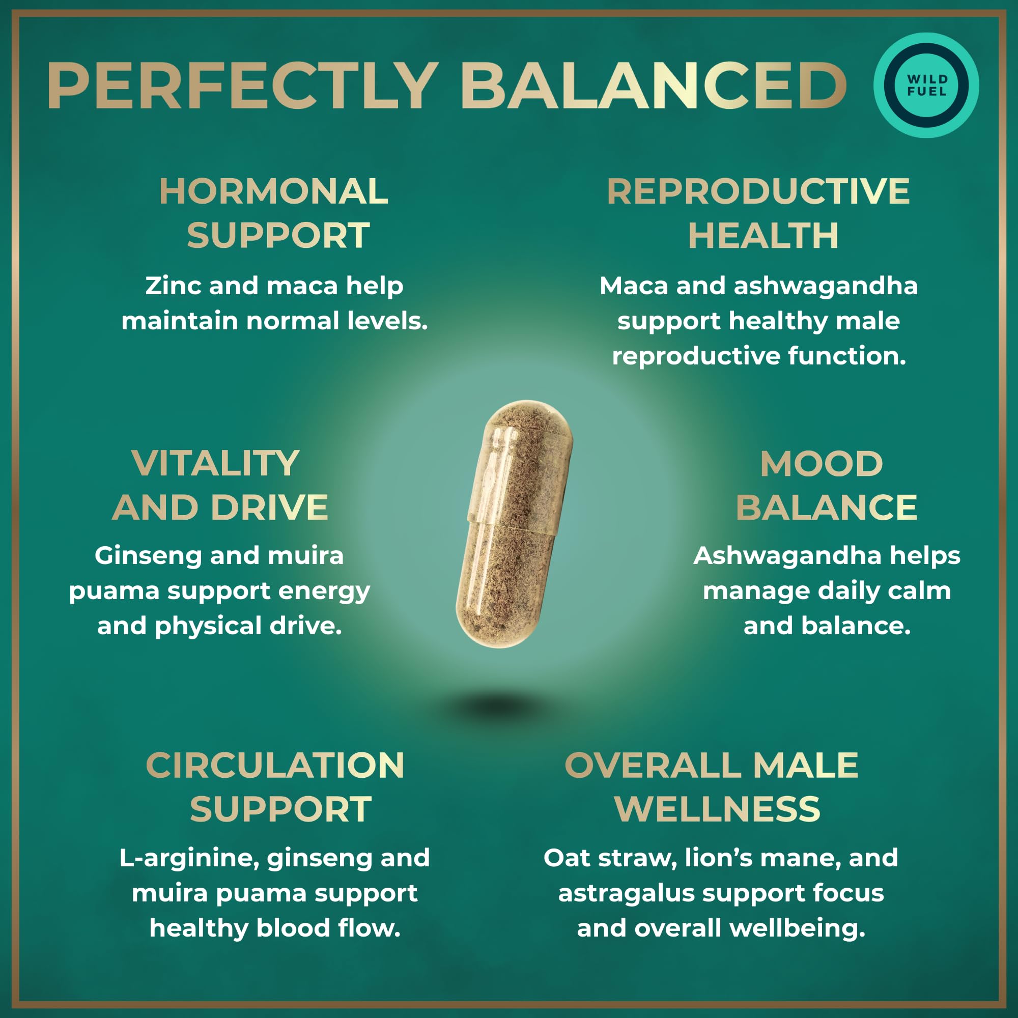 Wild Fuel ginseng capsules supporting energy and stamina throughout the day.