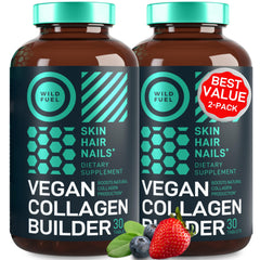 WILD FUEL Vegan Collagen Booster bottle front for skin and hair support.