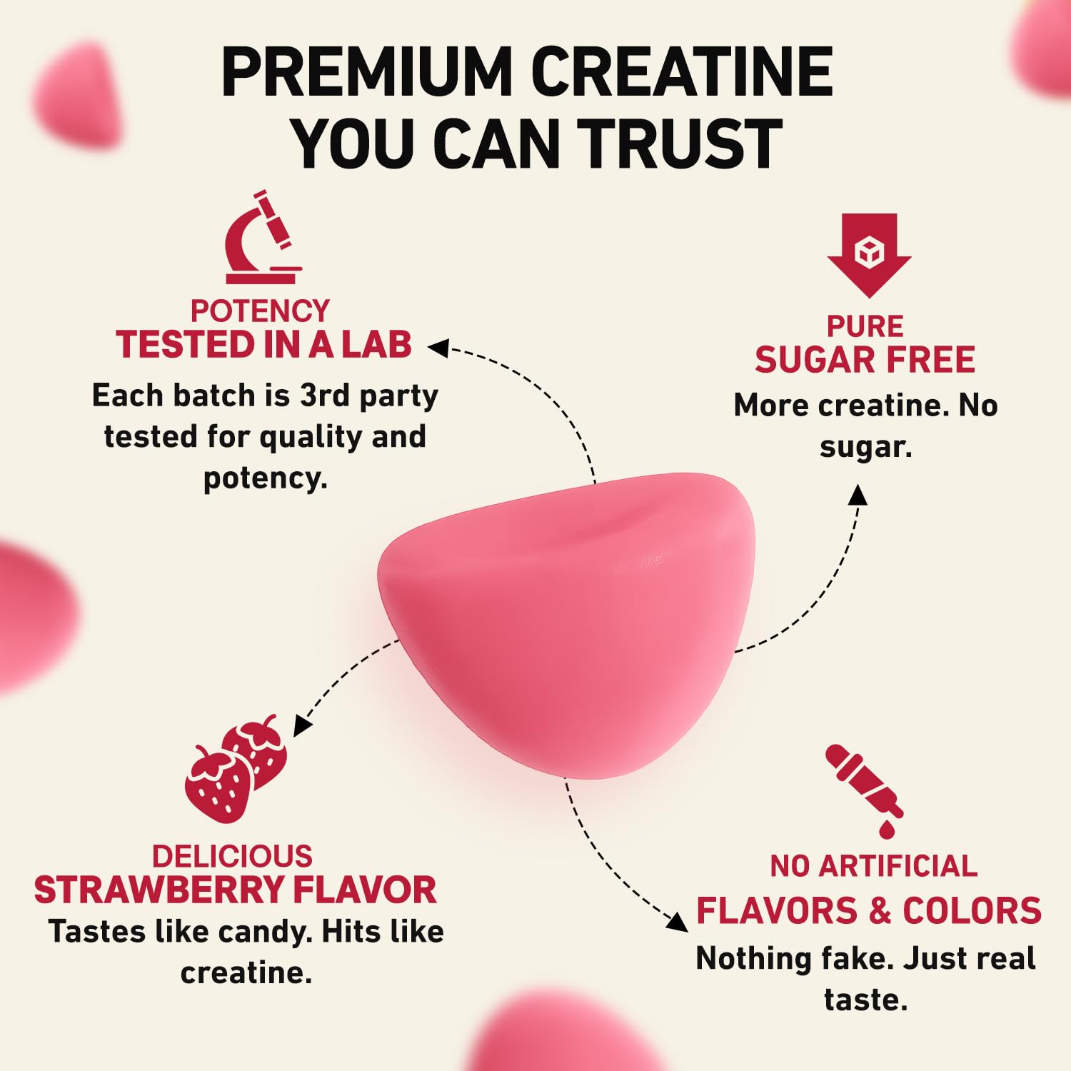 WILD GAINZ Creatine Gummies label details highlighting potency and ingredients