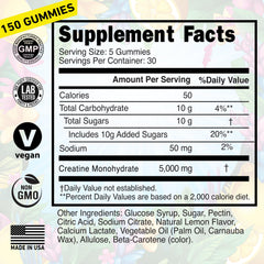 Gluten-free icon and nutrition label on Wild Gainz gummies box.
