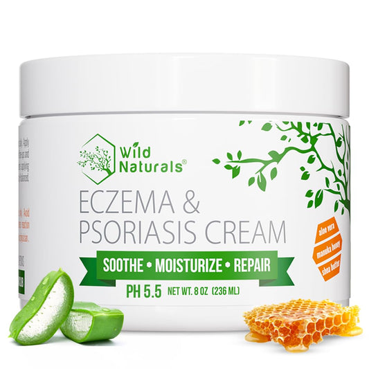 Wild Naturals eczema cream tube shows application for dry skin