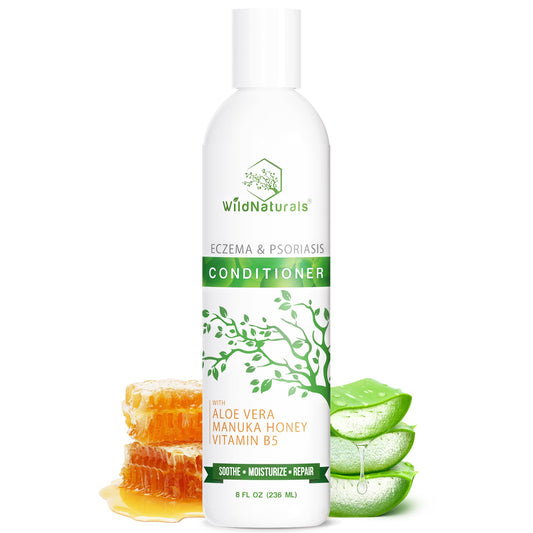Wild Naturals eczema & psoriasis deep conditioner bottle for scalp care.