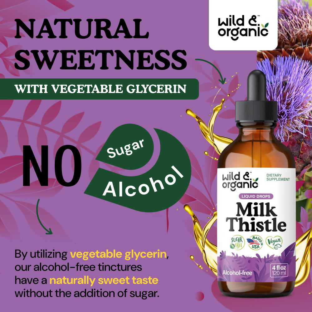 Wild & Organic milk thistle bottle showing 56-day supply and 168 servings
