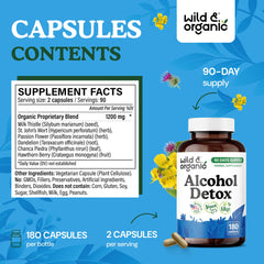 Wild & Organic bottle with ingredients list visible, may support liver and kidney health.