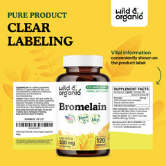 Wild & Organic bromelain bottle and calendar highlighting 120-day supply.