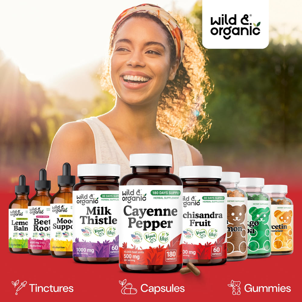 Wild & Organic cayenne packaging box showing plant-based coating