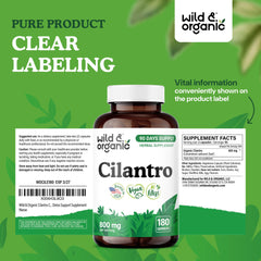 Wild and Organic cilantro capsules packaging designed for easy dosing.