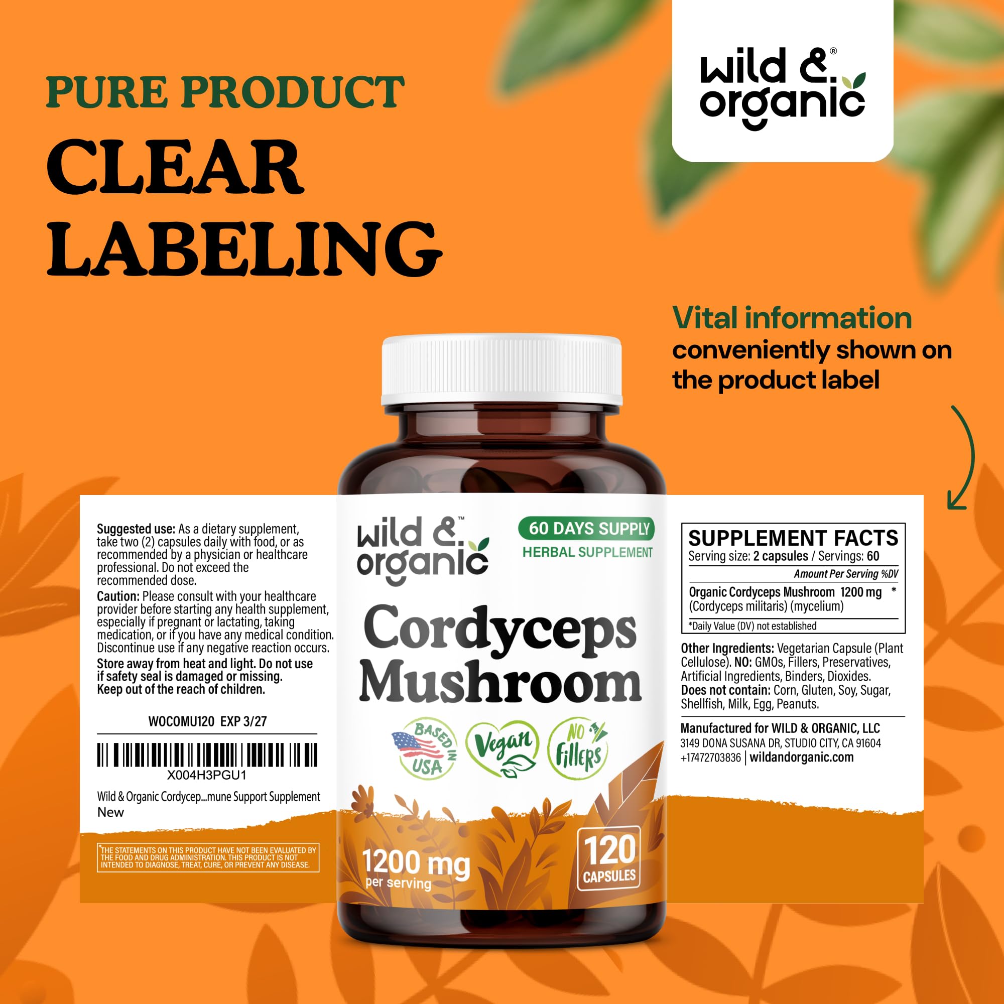 Wild & Organic capsules arranged for daily wellness routine.