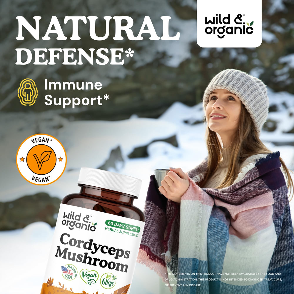 Wild & Organic capsules close-up with plant-based coating for vegan use.