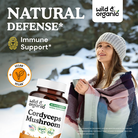 Wild & Organic capsules close-up with plant-based coating for vegan use.