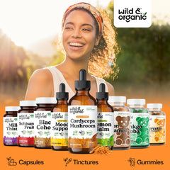 wild & organic cordyceps tincture vegan GMO-free ingredients listed