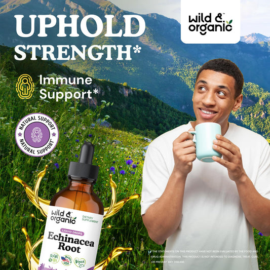Closeup of the Wild & Organic Echinacea Drops label.