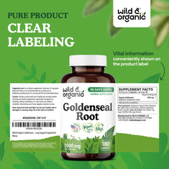 Branding on Wild & Organic Goldenseal packaging emphasizes natural wellness.