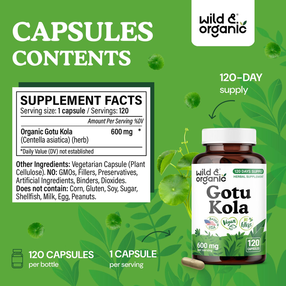 Wild & Organic Gotu Kola capsules pour shot shows easy daily intake