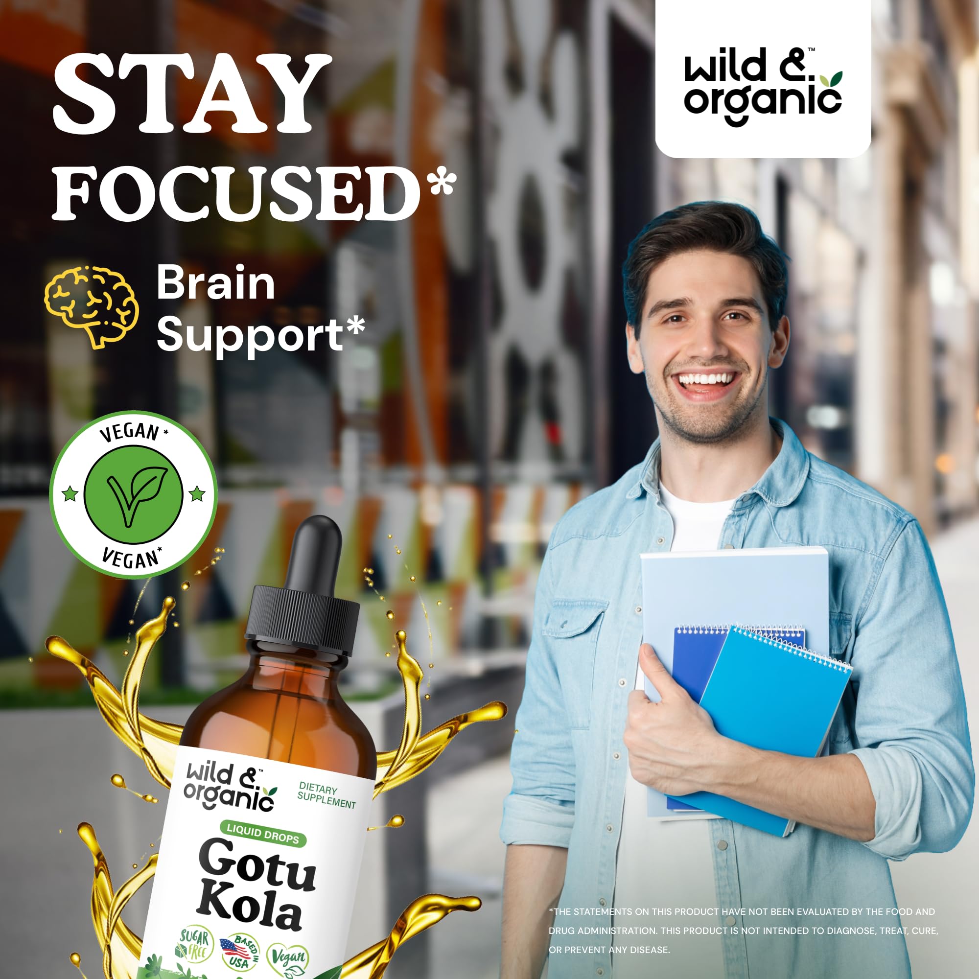 Gotu kola tincture bottle close-up showing alcohol-free glycerin base