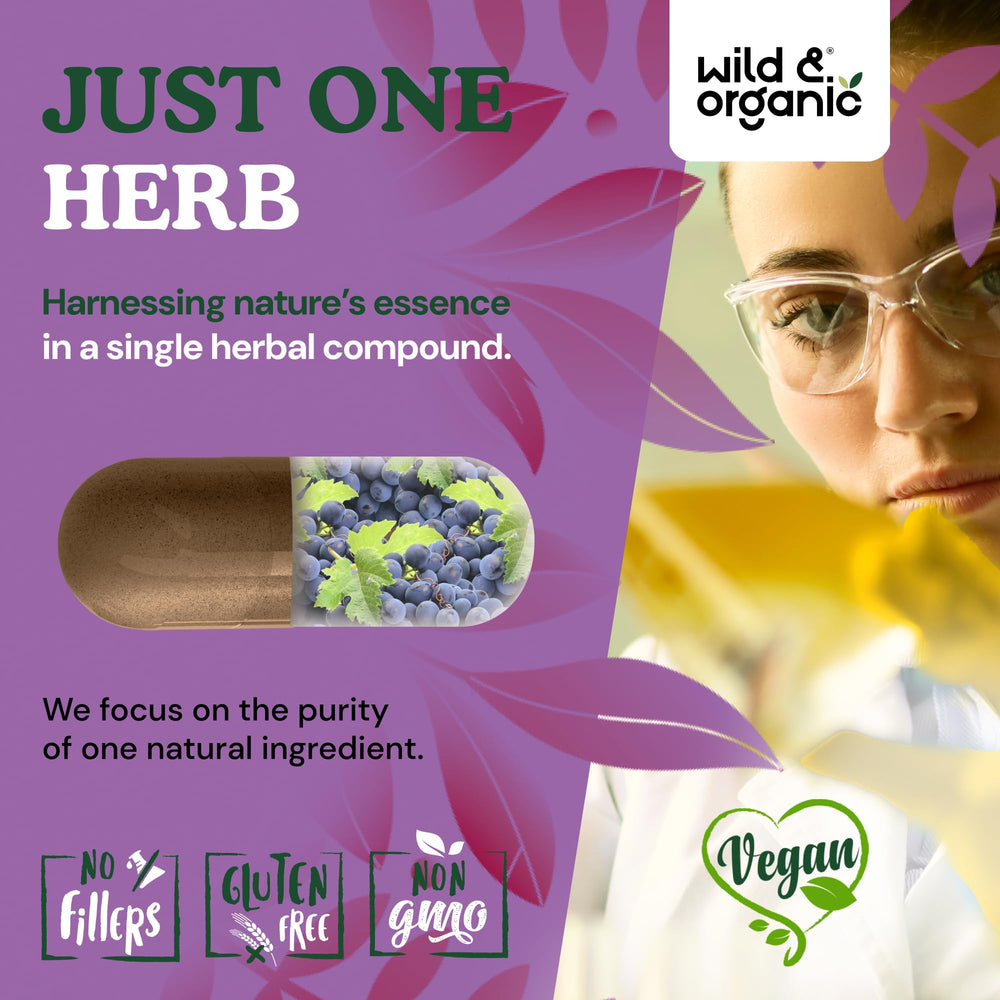 Wild & Organic Grape Seed Extract Capsules vegan-friendly coating showcased