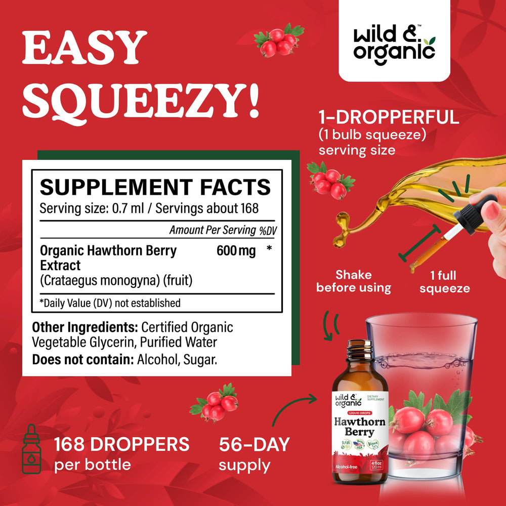 Dropper in use dispensing hawthorn tincture for easy, alcohol-free dosing.