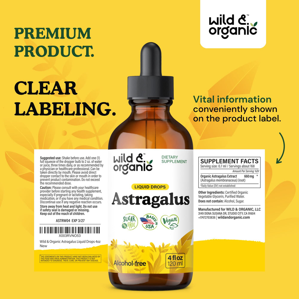 Wild & Organic immune-support drops suitable for daily routine.