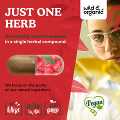 Wild & Organic label featuring vegan and non-GMO seals.