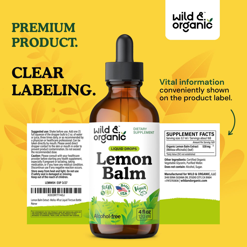 Nighttime routine with Wild & Organic lemon balm tincture on bedside table