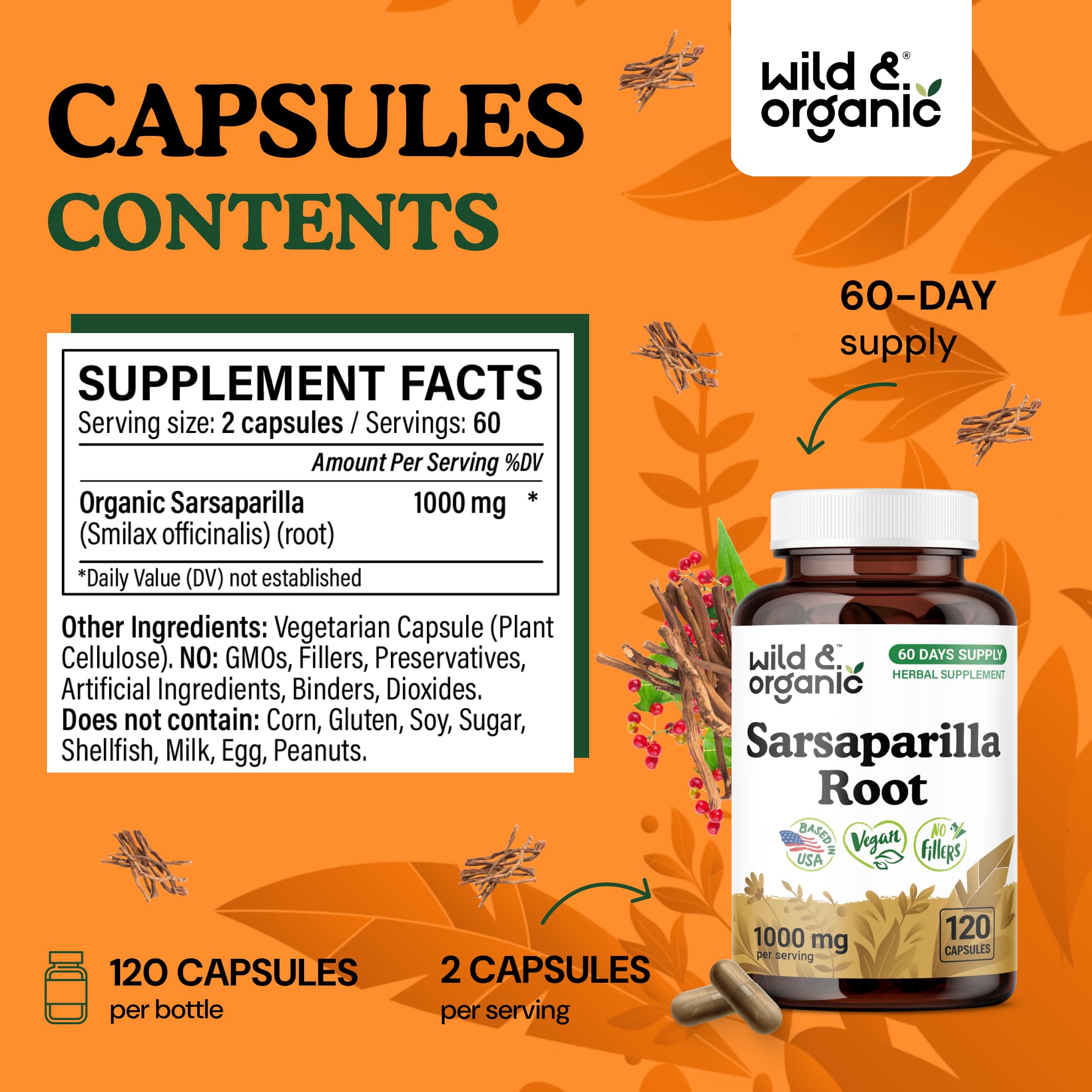 Wild & Organic sarsaparilla powder texture image for detox and skin routines.