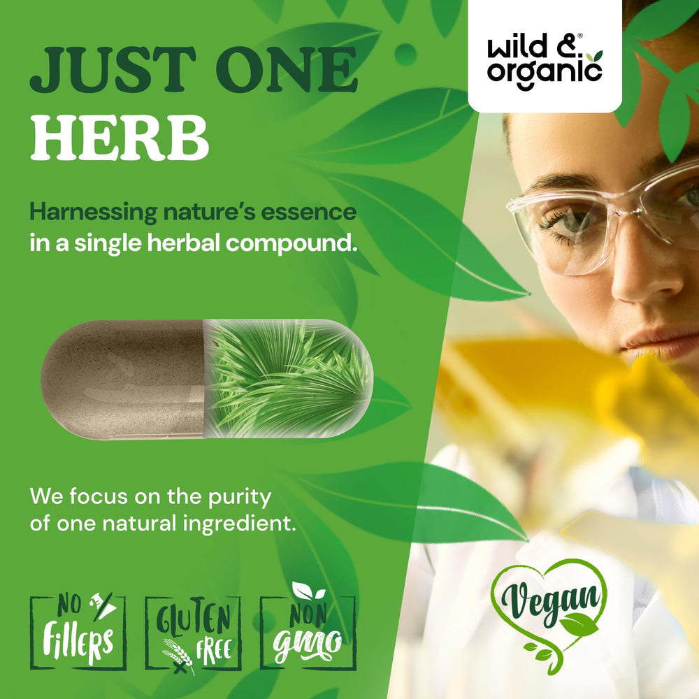 Wild & Organic 180-count bottle on shelf: long-lasting supplement supply.