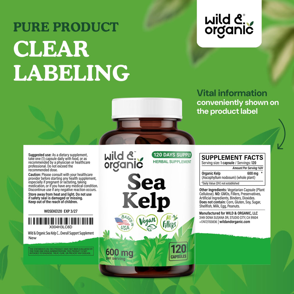 Wild & Organic Sea Kelp Capsules ready for daily use in a simple routine