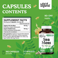 Wild & Organic Sea Moss Capsules open pack ready for daily use