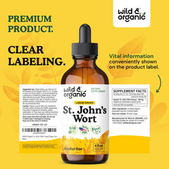 Wild & Organic St Johns Wort tincture bottle ready for daily mood support.