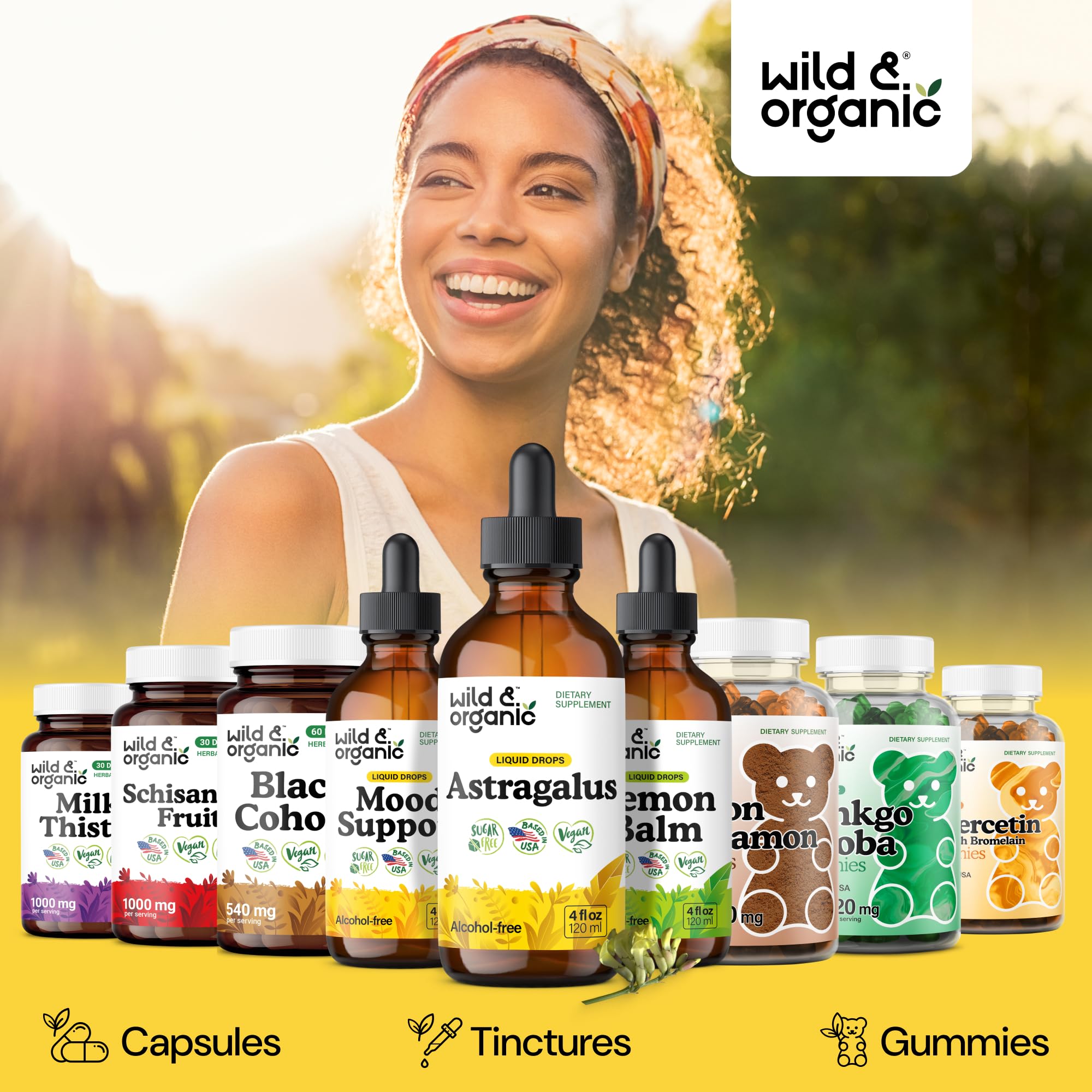 Wild & Organic tincture offers naturally sweet flavor with no added sugar.