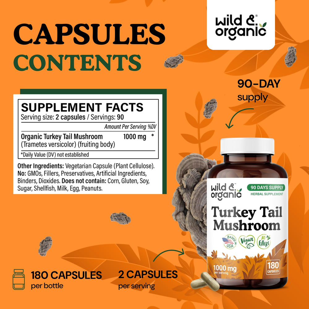 Wild & Organic Turkey Tail plant-based coating visual for vegan formulation.